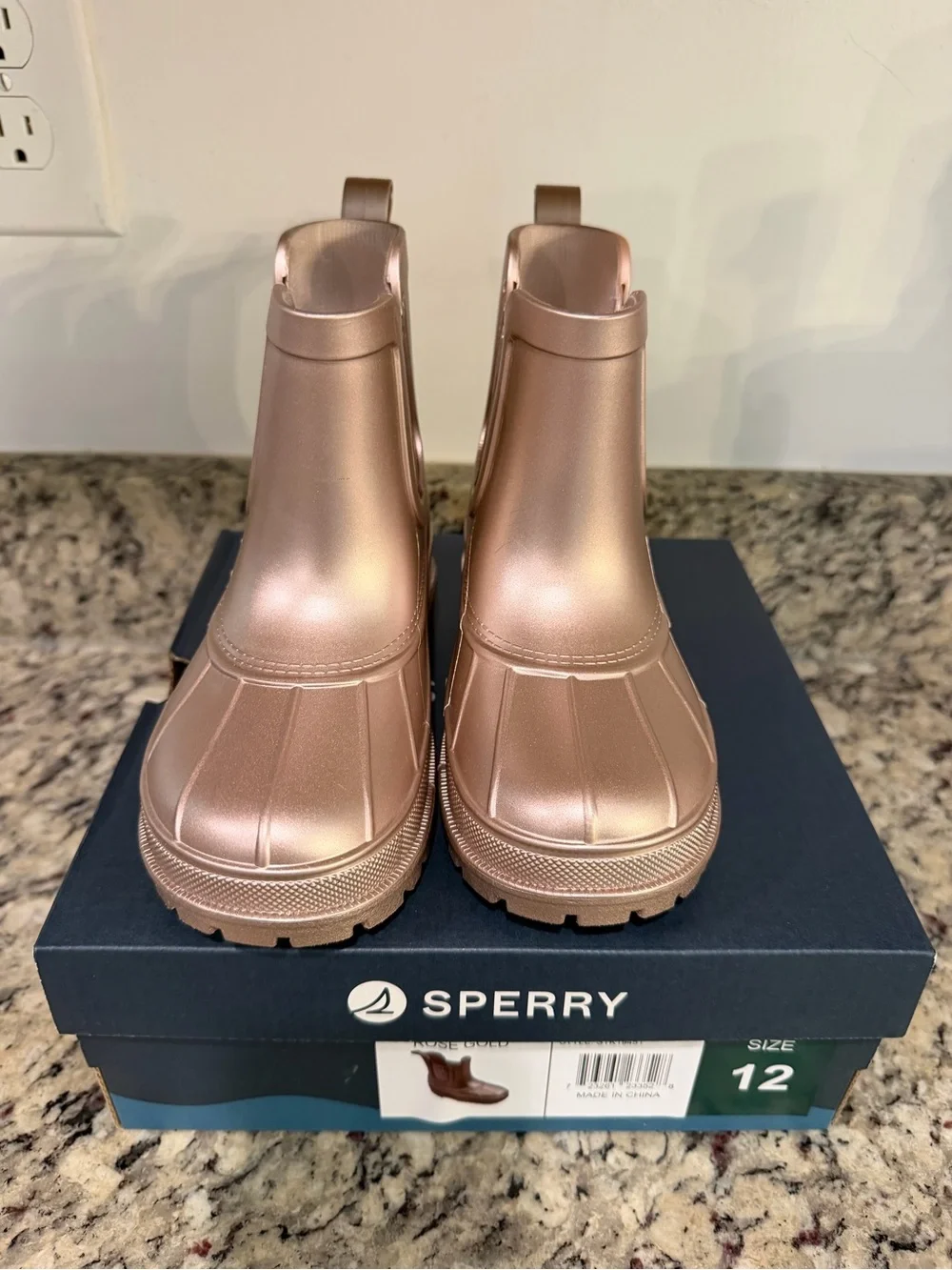 Sperry Kids' Rose Gold Waterproof Rain Boots 12M